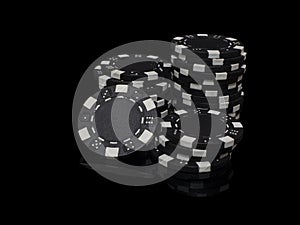 Stacks of poker chips black background