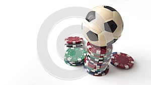 Stacks of poker chips on a white background