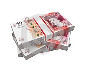 Stacks of 50 Pound Banknotes