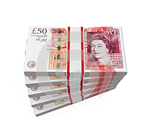 Stacks of 50 Pound Banknotes