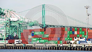 Stacks of shipping containers at Port of LA