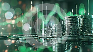 The stacks of silver coins.AI generated image