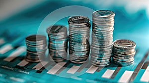 Stacks of Silver Coins.AI generated image