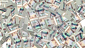 Stacks of UAE dirhams on a rotating platform