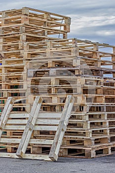 Stacks of Wood Pallet Ready For Reuse 2