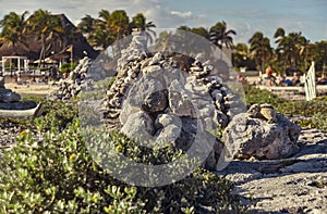 Stacks of zen rocks on the puerto avernturas beach