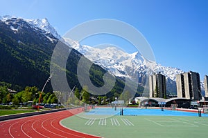 Stade olympique de Chamonix Olympic Stadium in Chamonix Mont Blanc Mountains Stock Photo Stock Images Stock Pictures