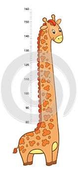 Stadiometer Cheerful children giraffe meter wall from metre centimeter