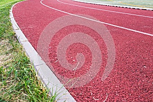 Stadion running circle track with three tracks