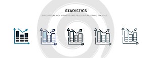 Stadistics icon in different style vector illustration. two colored and black stadistics vector icons designed in filled, outline