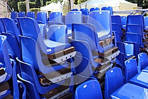 Stadium bleachers in a heap outdoor