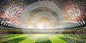 Stadium with confetti photo