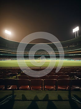 Stadium of cricket night, Sport building professional background,