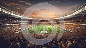 Stadium with fans, Stands are filled with cheering fans