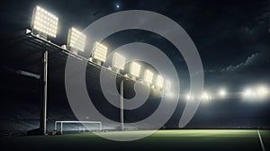 Stadium Floodlights against Dark Night Sky