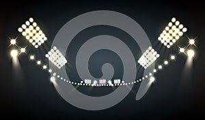 Stadium floodlights realistic with bright lights symbols photo