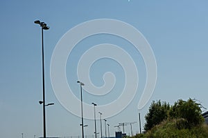 Stadium light poles with sky