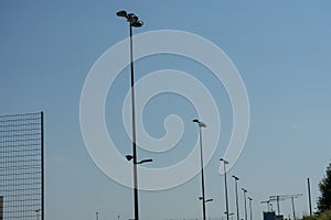 Stadium light poles with sky