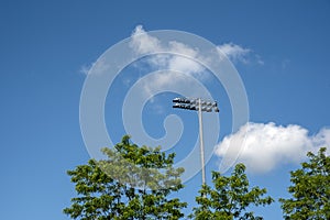 Stadium Lights with blue sky background