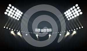 Stadium lights realistic with sports and technology symbols photo