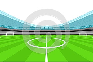 Stadium midfield view with clear white sky vector