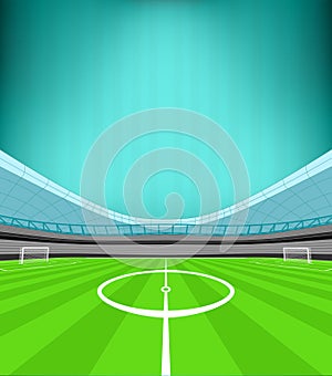 Stadium midfield view with striped background vector