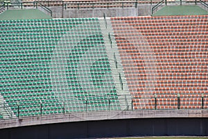 Stadium red and green seats