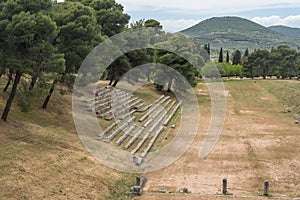 Stadium ruins at Sanctuary of Asklepios at Epidaurus Greece photo