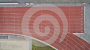 Stadium track for running and athletics competitions. New synthetic rubber treadmill