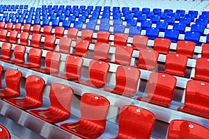 Stadium tribune, empty chairs