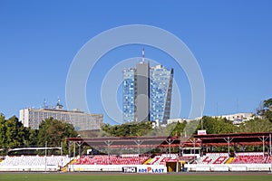 Dinamo Bucuresti stadium and an office building