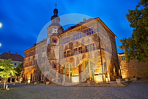Stadt Nordhausen Rathaus with Roland figure in Germany photo