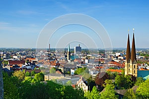 City view Bielefeld with Nikolaikirche and NeustÃÂ¤dter Marienkirche