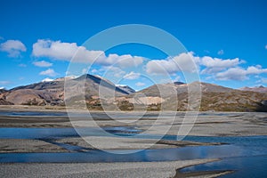 Stafafellsfjoll mountains and River Jokulsa in Lon in east Iceland