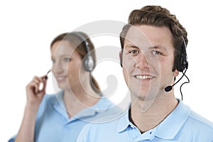 Staff Answering Calls In Customer Service Department