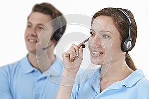 Staff Answering Calls In Customer Service Department photo