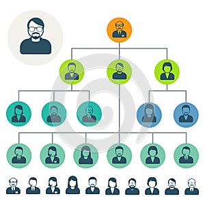 Staff hierarchy or organization structure scheme