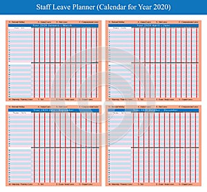 Staff holiday planner 2020