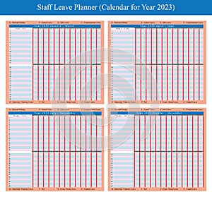 Staff holiday planner 2023