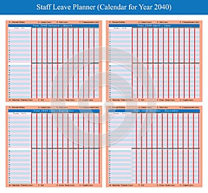 Staff holiday planner 2040