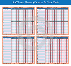 Staff holiday planner 2044