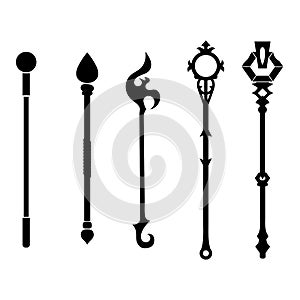 Staff Icon isolated on white background. Magic Weapon. Vector Illustration for Your Design, Game, Card, Web.