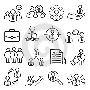 Staff line icons set on white background