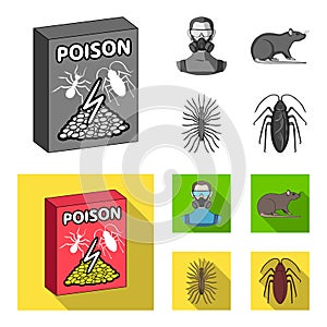 Staff, packing with poison and pests monochrome,flat icons in set collection for design. Pest Control Service vector