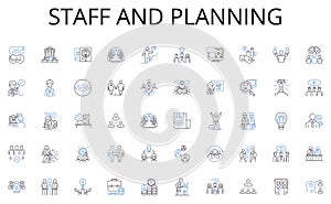 Staff and planning line icons collection. Leadership, Visionary, Decision-making, Authority, Corporate, Managerial