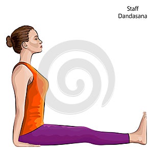 Staff pose or Stick pose. Dandasana