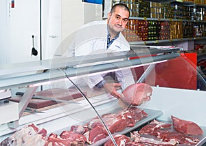 Staff selling halal meat