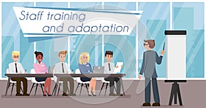 Staff Training and Adaptation. Vector Illustration photo