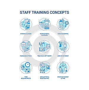 Staff training concept icons set