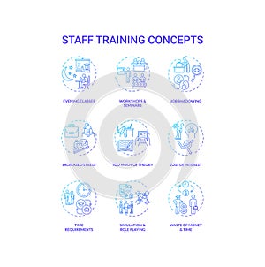 Staff training concept icons set